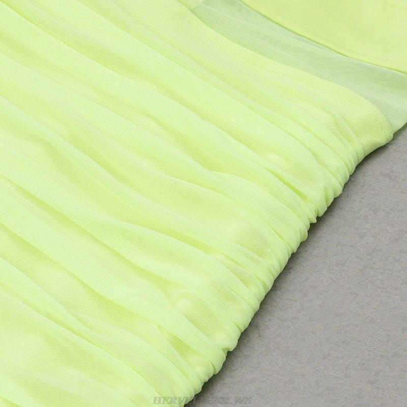 Herve Leger Neon Draped Mesh Gown