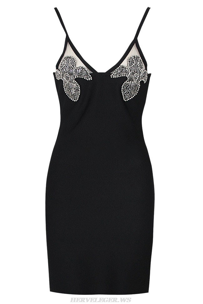 Herve Leger Black Embellished Dress