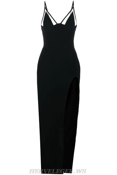 Herve Leger Black Geometric Bustier Gown