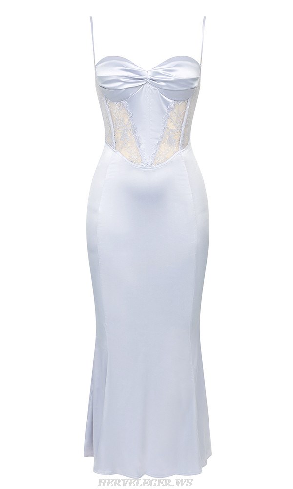 Herve Leger Lavender Lace Bustier Gown