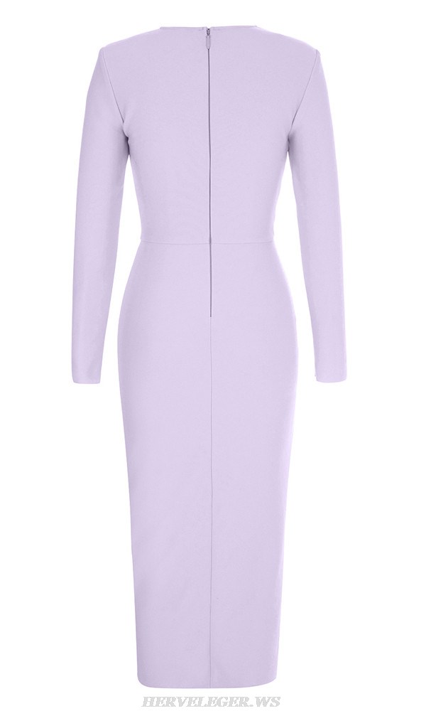 Herve Leger Lavender Long Sleeve Midi Dress