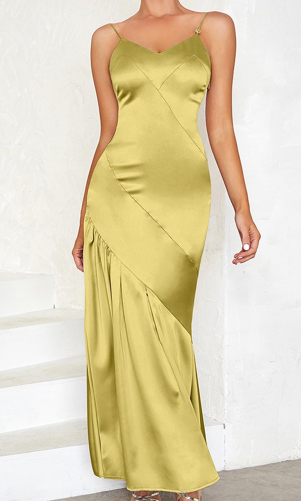 Herve Leger Pistachio Maxi Silk Dress