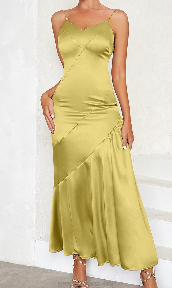 Herve Leger Pistachio Maxi Silk Dress