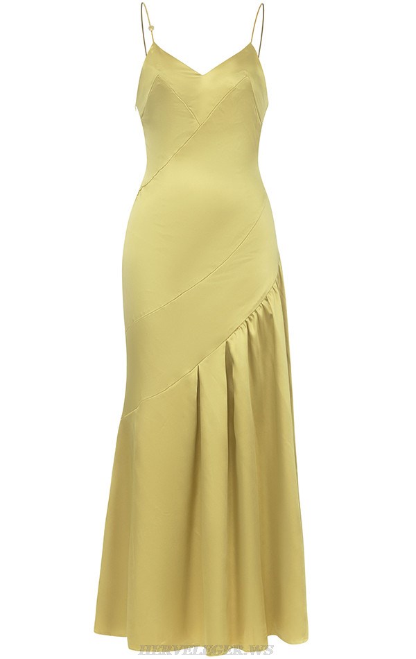 Herve Leger Pistachio Maxi Silk Dress