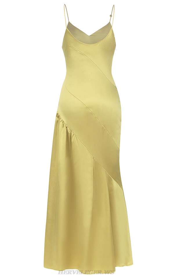 Herve Leger Pistachio Maxi Silk Dress