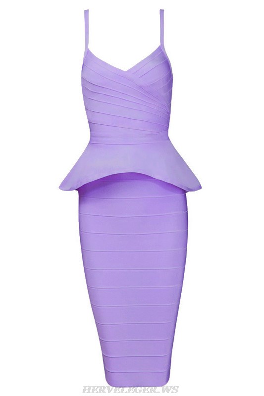 Herve Leger Lavender Peplum Two Piece Dress