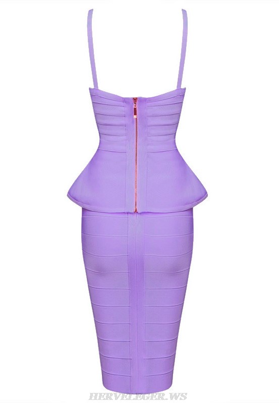 Herve Leger Lavender Peplum Two Piece Dress