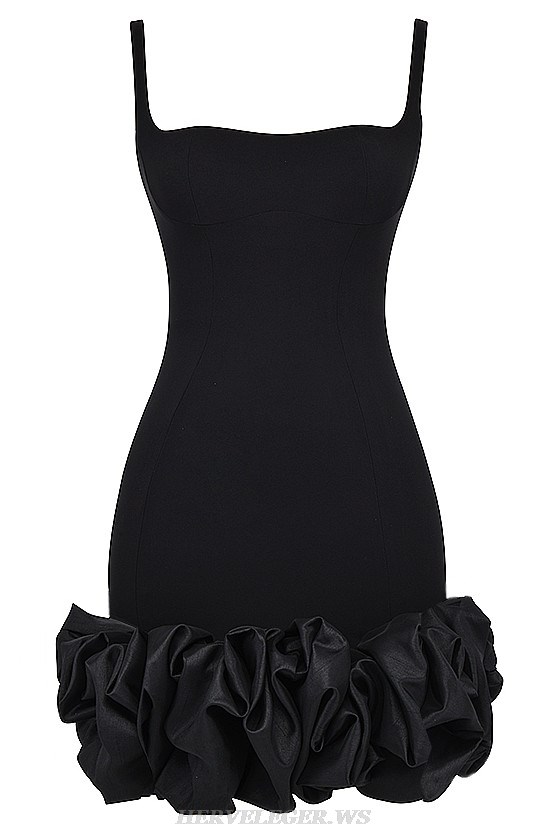 Herve Leger Black Puff Hem Dress