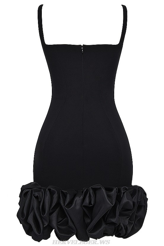 Herve Leger Black Puff Hem Dress