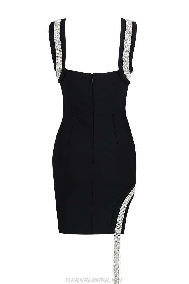 Herve Leger Black Rhinestone Dress