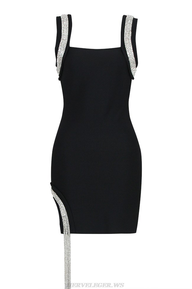 Herve Leger Black Rhinestone Dress