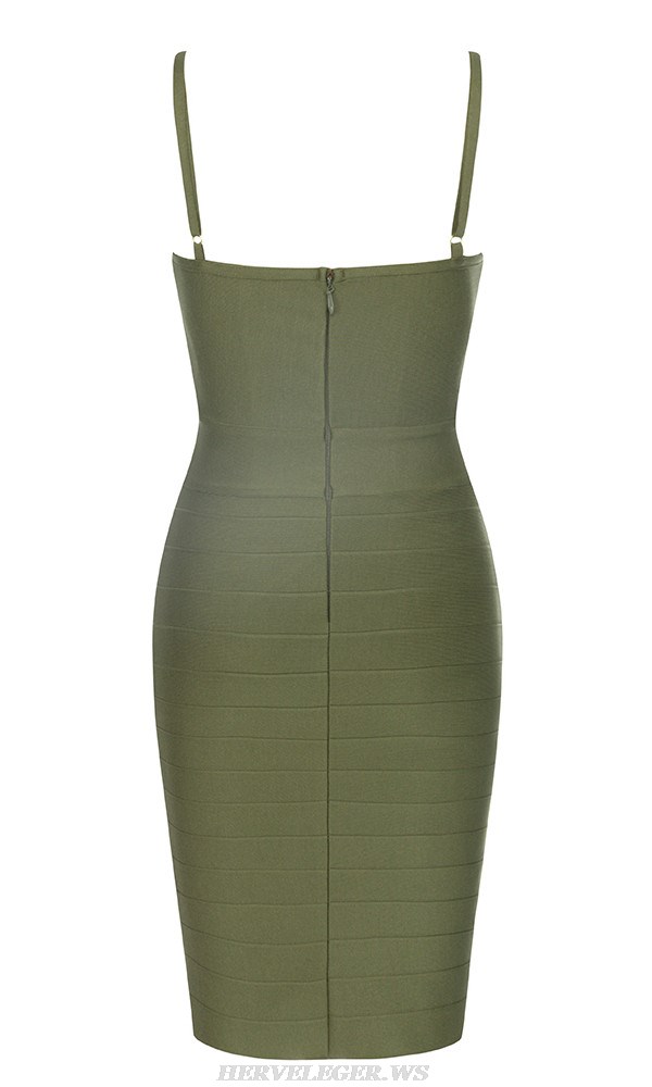 Herve Leger Green Studded Bustier Dress