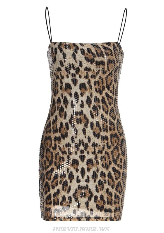 Herve Leger Sequin Animal Print Dress