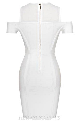 Herve Leger White Cold Shoulder Dress