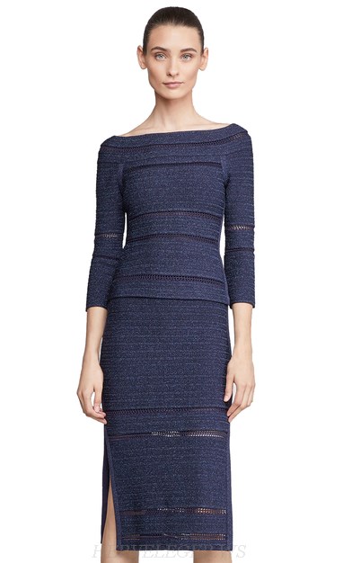 Herve Leger Blue Two Piece Midi Runway Bandage Dress