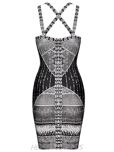 Herve Leger Black And White Ombre Pattern Dress