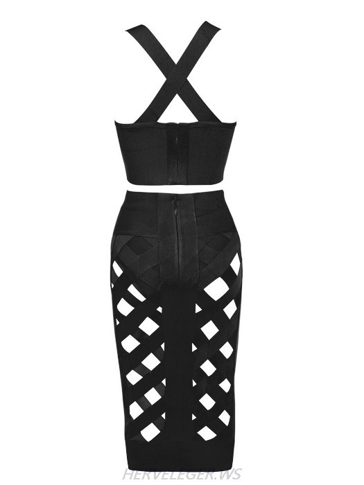 Herve Leger Black Lattice Dress