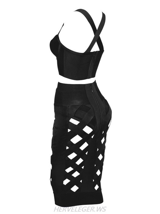 Herve Leger Black Lattice Dress