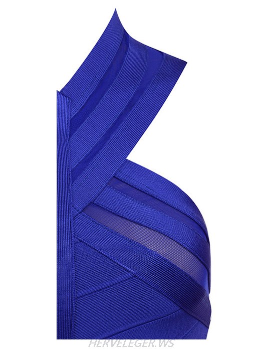 Herve Leger Blue Andrea Halter Dress