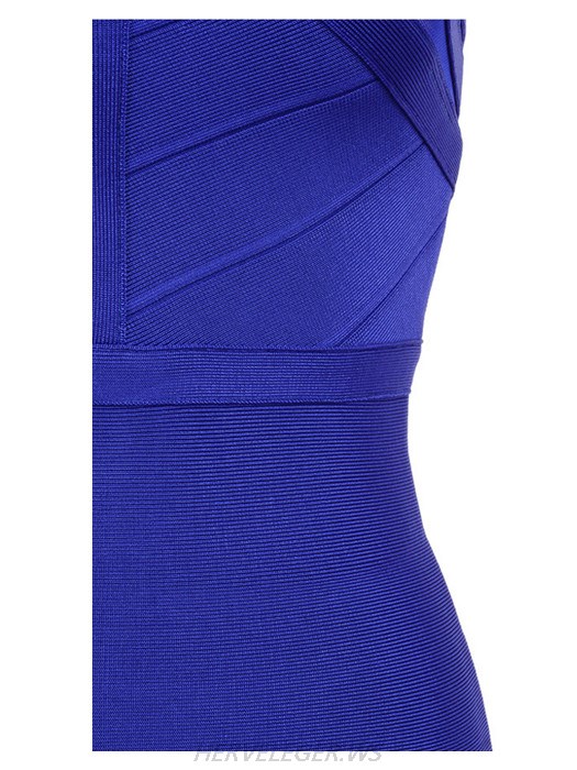 Herve Leger Blue Andrea Halter Dress