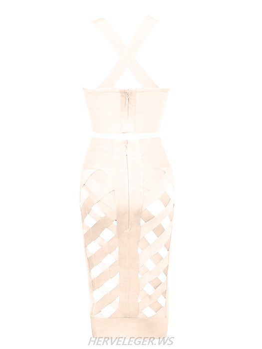 Herve Leger Nude Lattice Dress