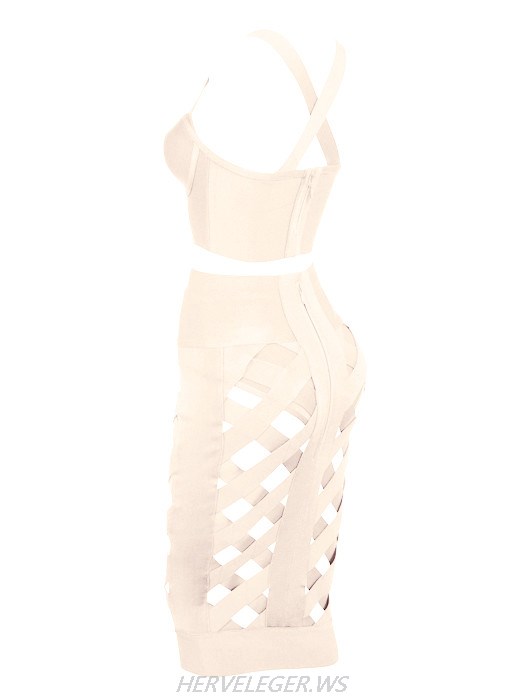 Herve Leger Nude Lattice Dress