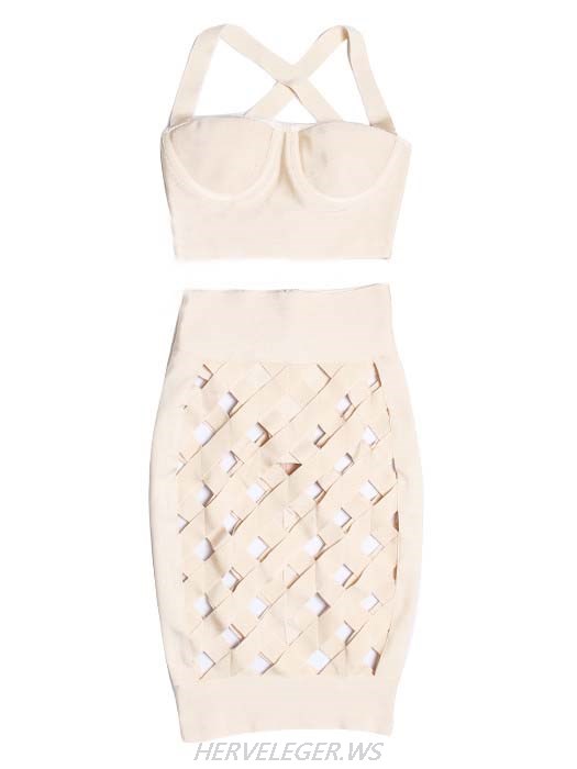 Herve Leger Nude Lattice Dress