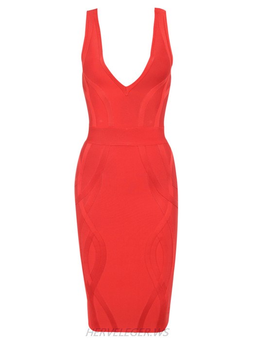 Herve Leger Rana V Neckline Dress