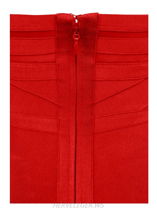 Herve Leger Red Andrea Halter Dress