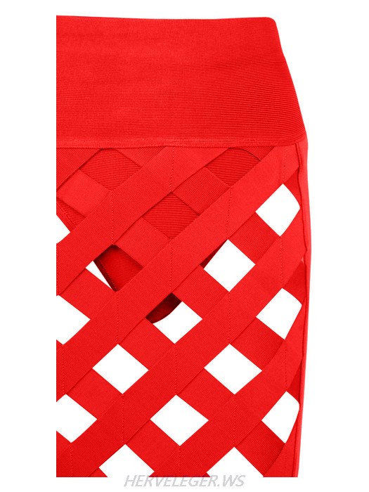 Herve Leger Red Lattice Dress