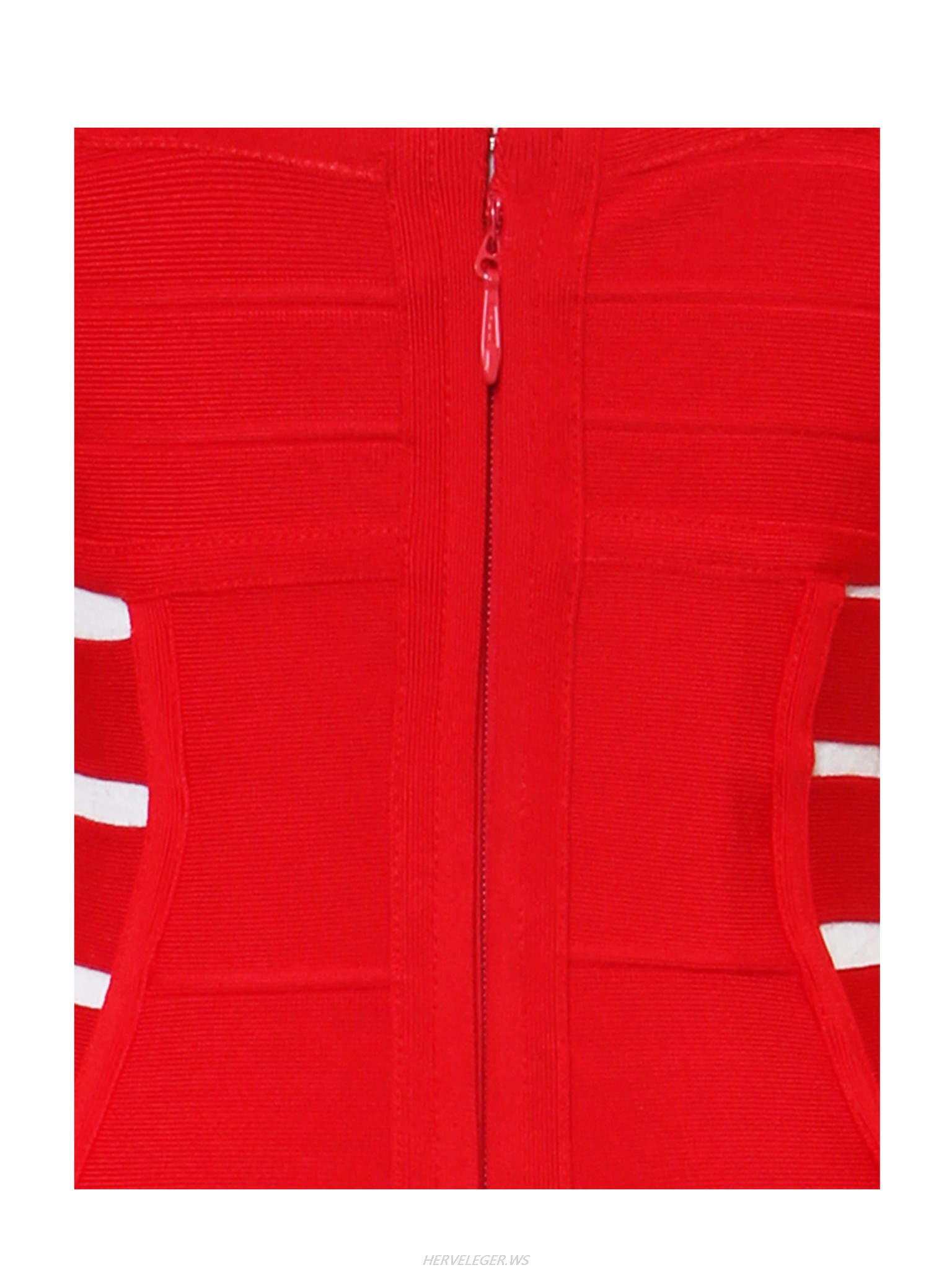 Herve Leger Red Zoe Cutout Detail Halter Top Dress