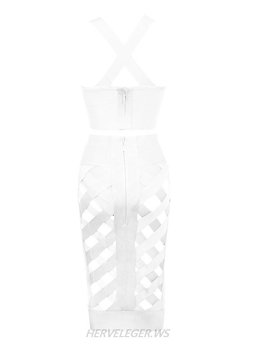 Herve Leger White Lattice Dress