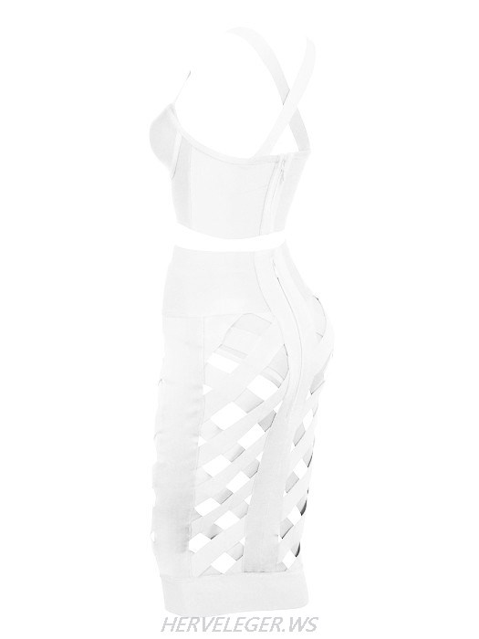 Herve Leger White Lattice Dress